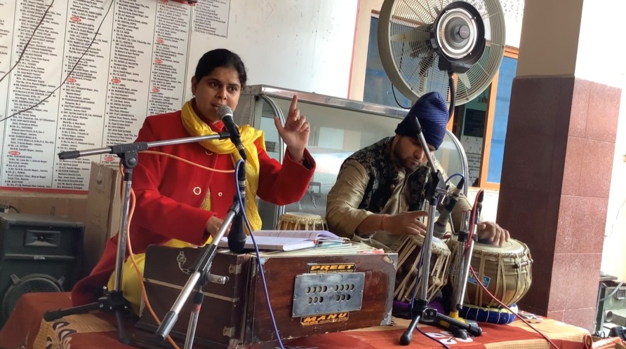 Students of music department presented bhajans at old age home.